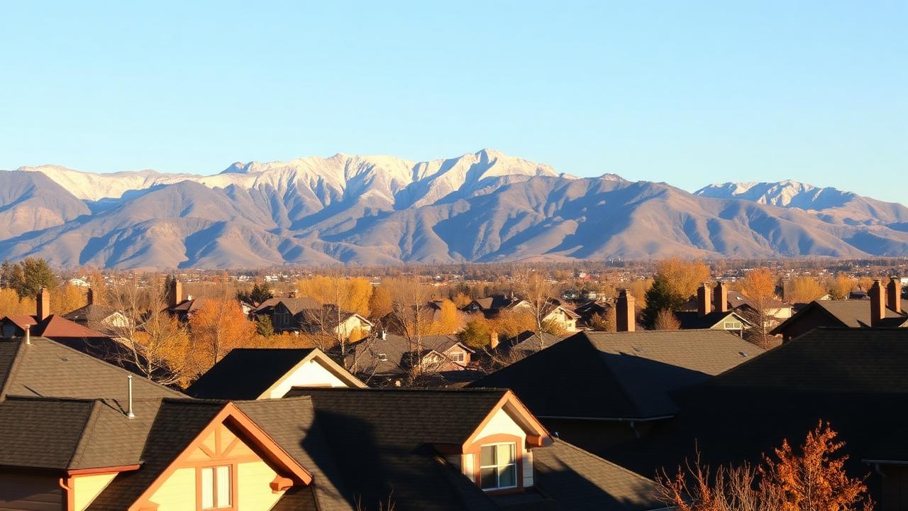 Homes and rooftops in American Fork, Utah