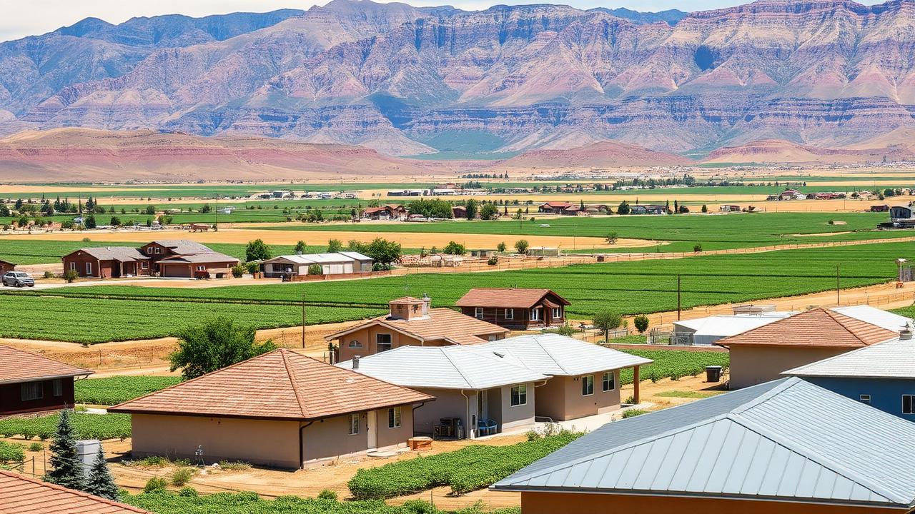 Homes and rooftops in Benjamin, Utah