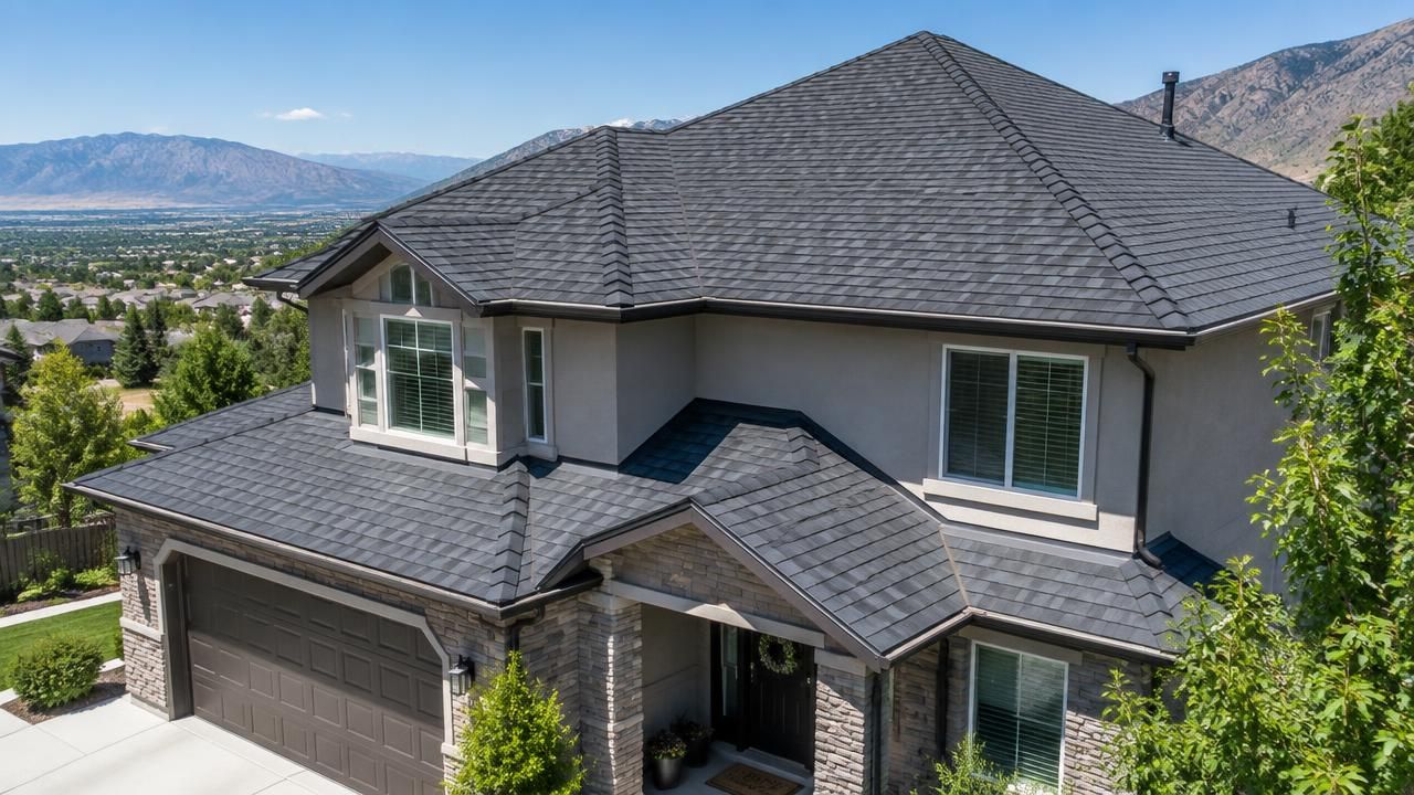 Newly replaced shingle roof on a home in Centerville, Utah