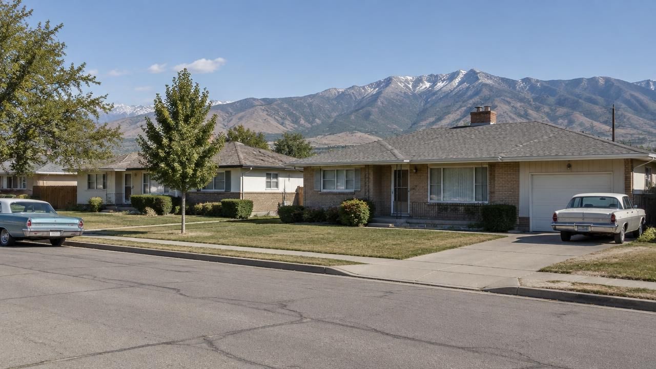 Homes and rooftops in Clearfield, Utah