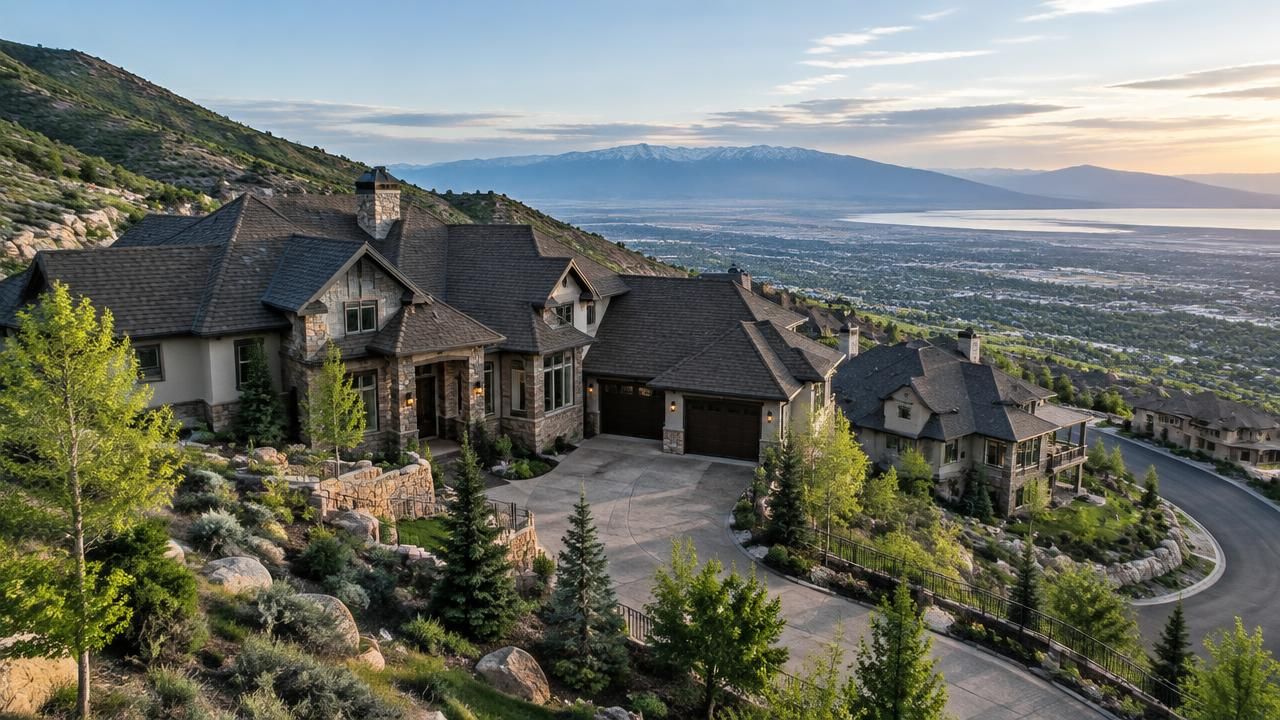 Homes and rooftops in Draper, Utah