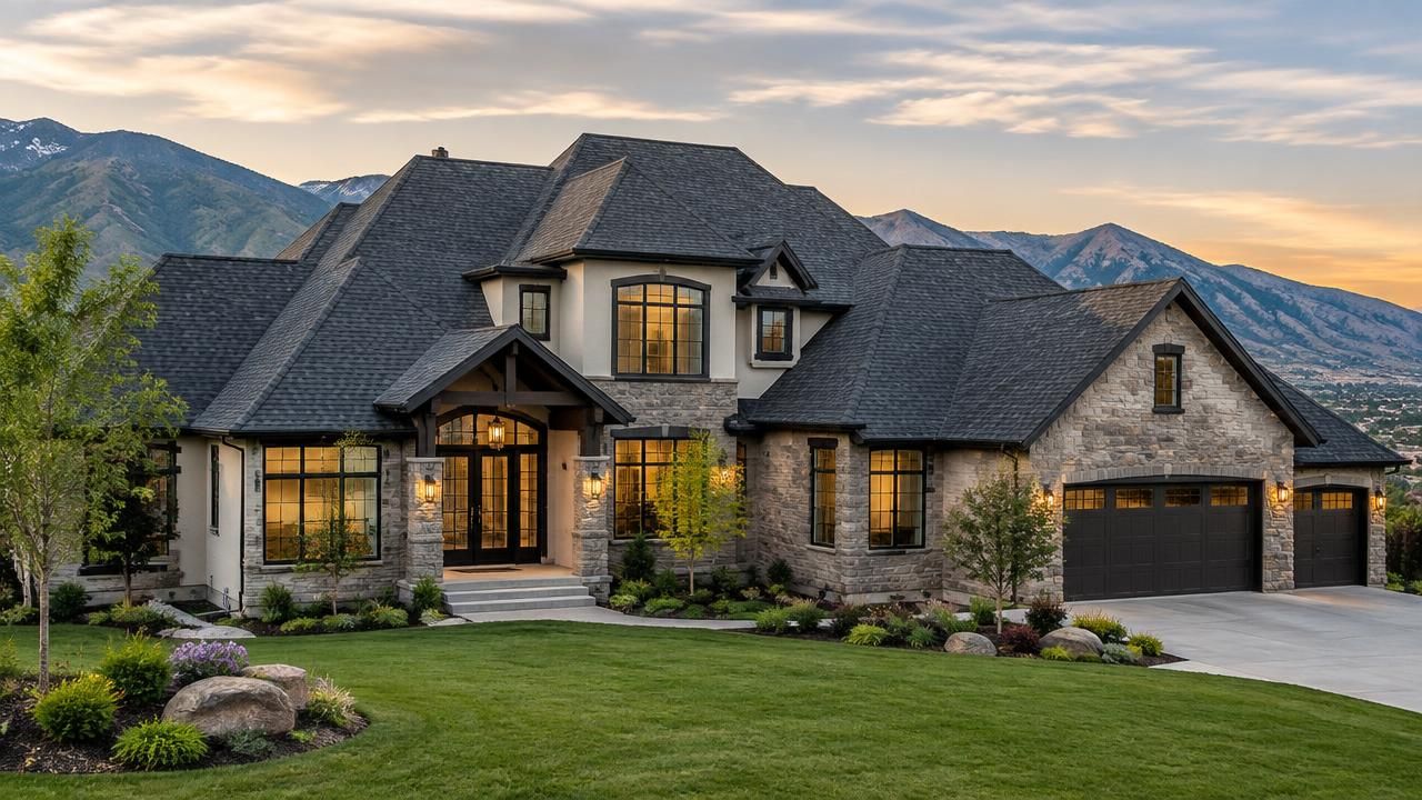 Newly replaced shingle roof on a home in Draper, Utah