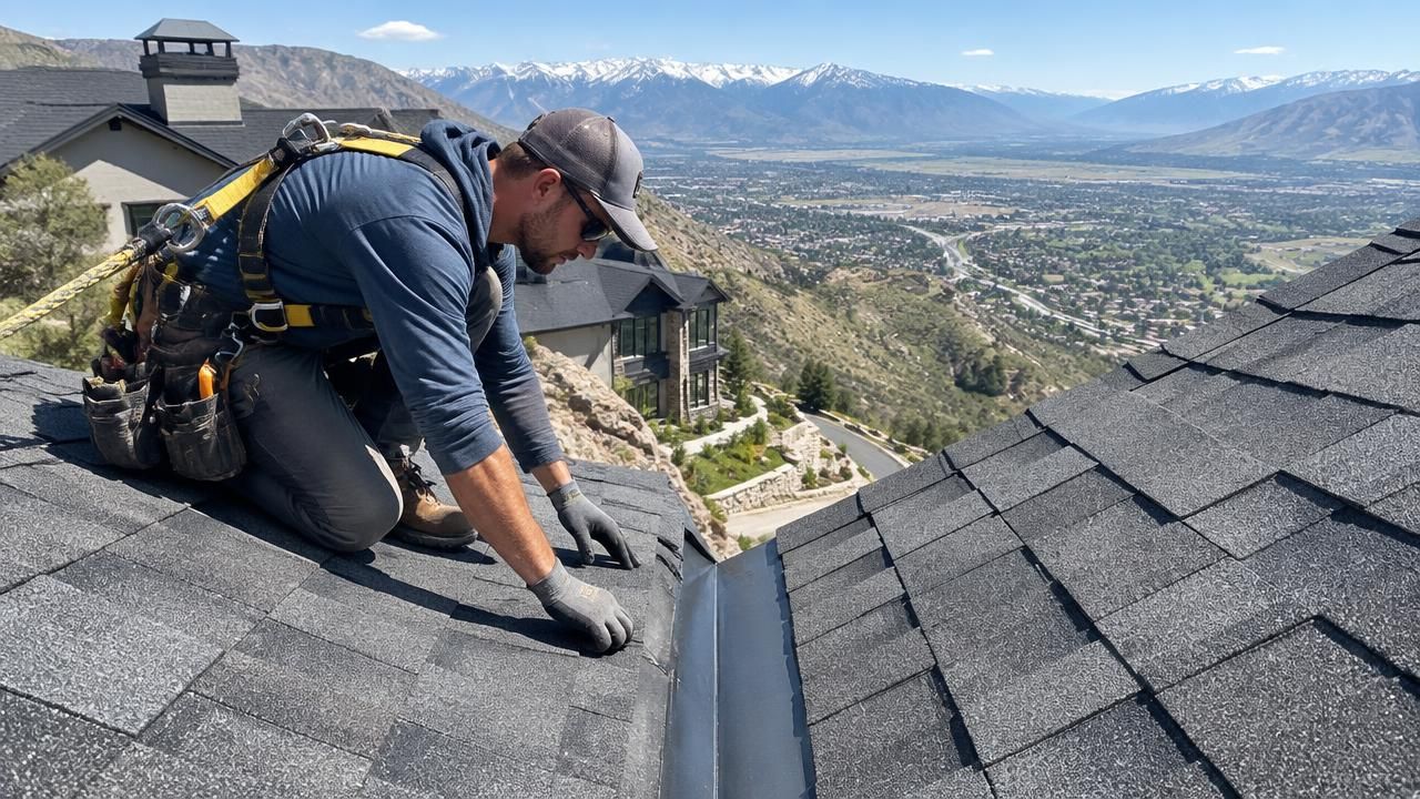DFNDR roofing crew inspecting a Draper home