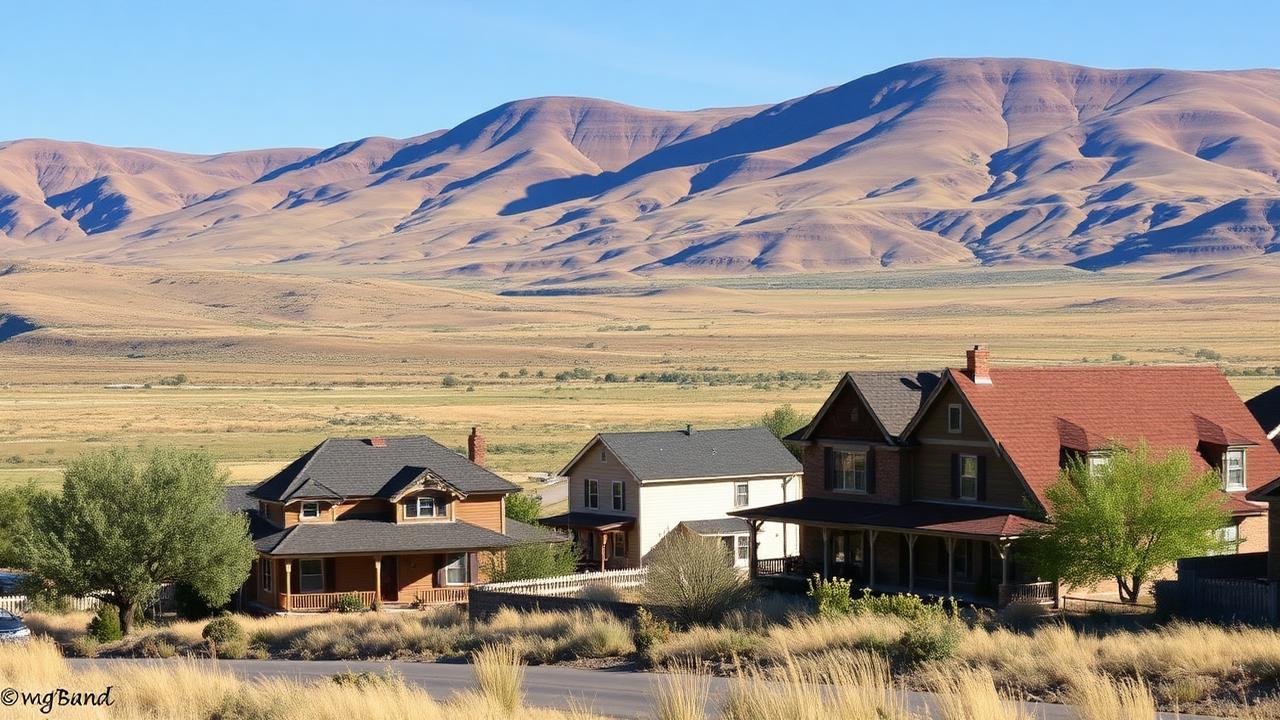 Homes and rooftops in Fairfield, Utah