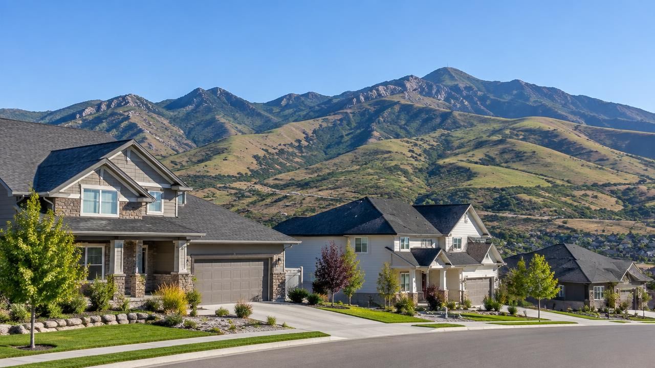 Homes and rooftops in Herriman, Utah