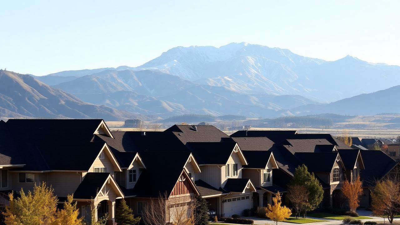 Homes and rooftops in Highland, Utah