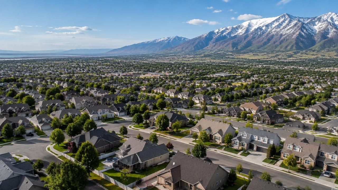 Homes and rooftops in Layton, Utah