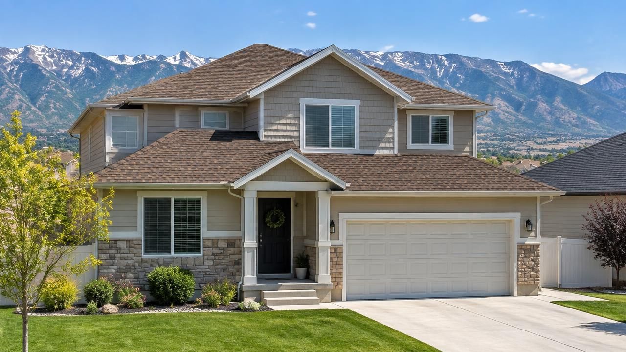 Newly replaced shingle roof on a home in Layton, Utah