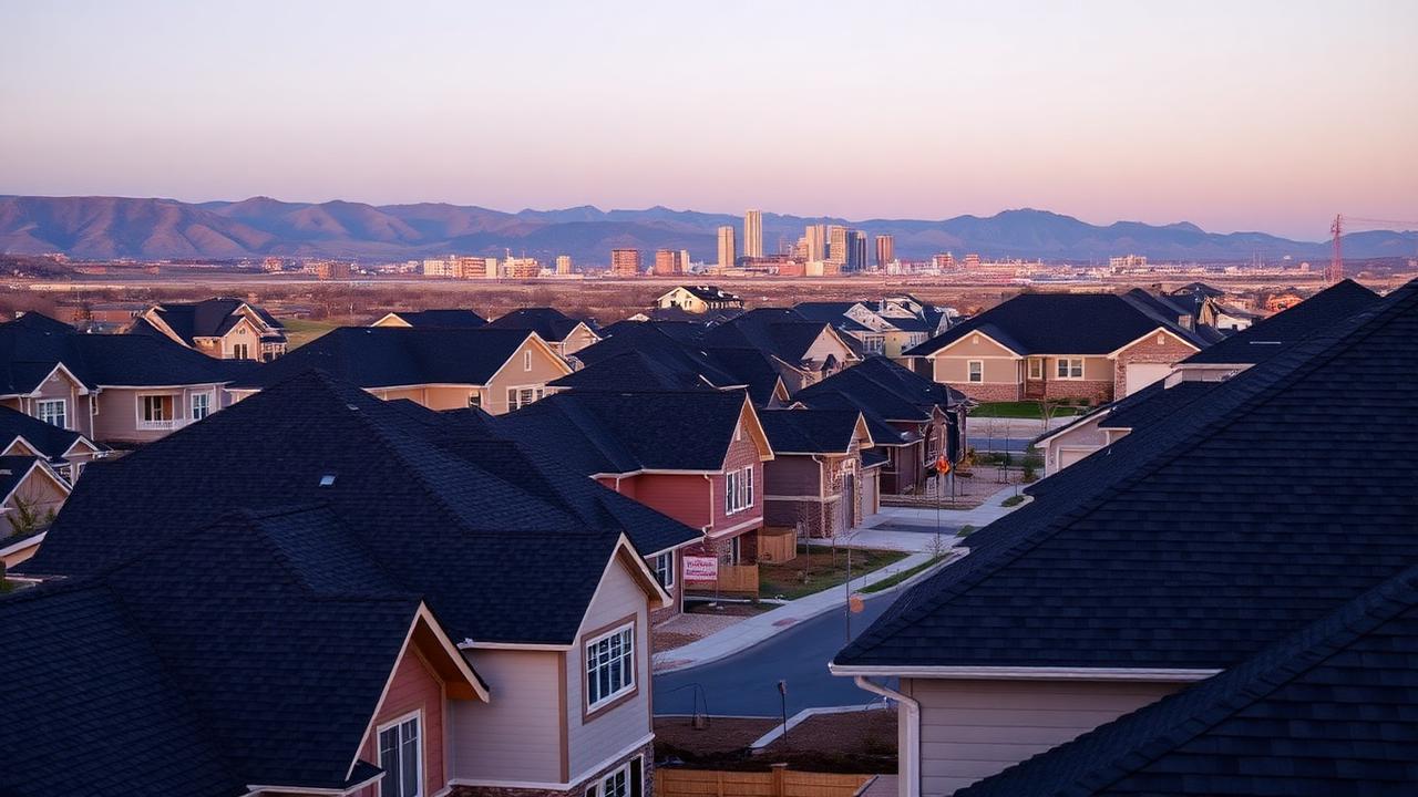 Homes and rooftops in Lehi, Utah