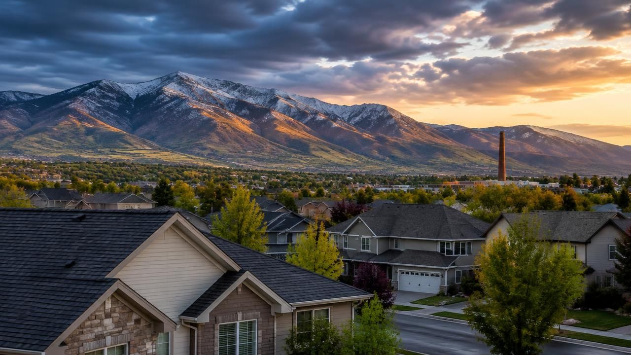 Homes and rooftops in Magna, Utah