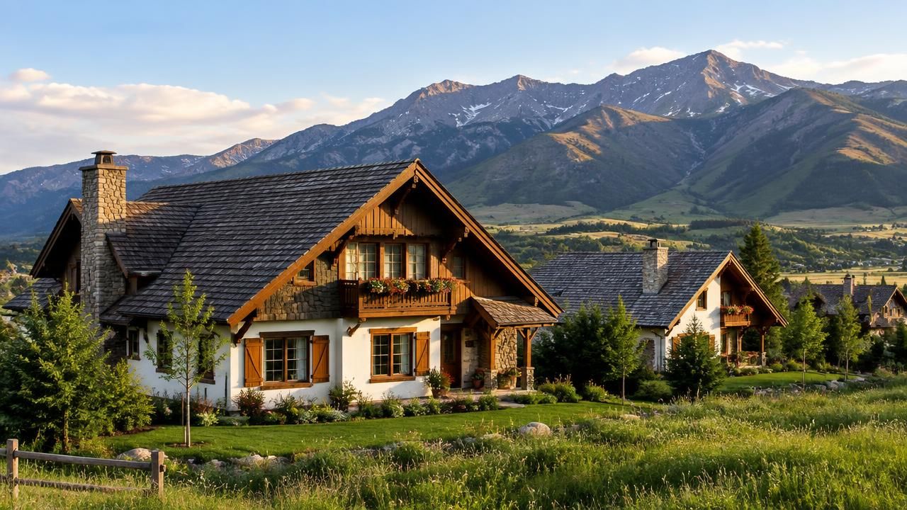 Homes and rooftops in Midway, Utah