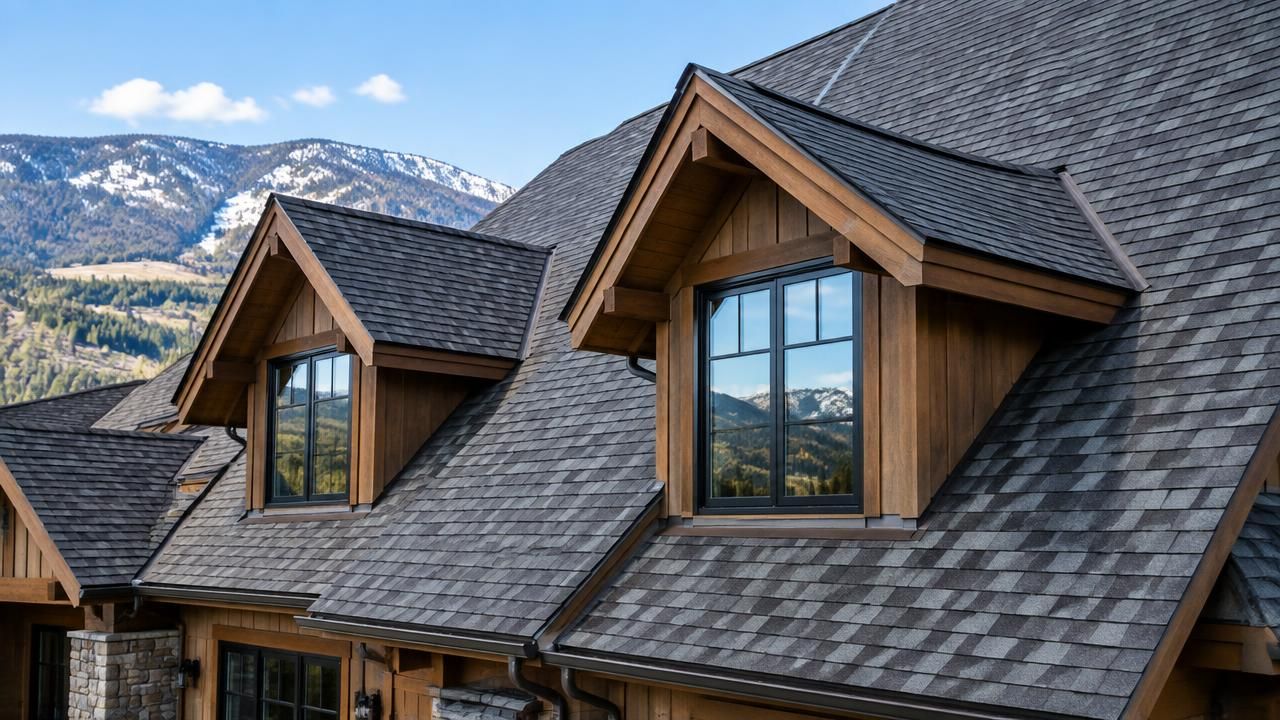 Newly replaced shingle roof on a home in Midway, Utah
