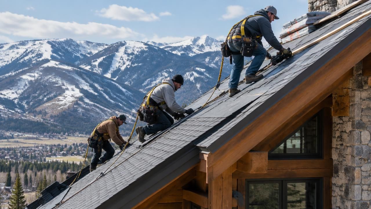 DFNDR roofing crew inspecting a Midway home