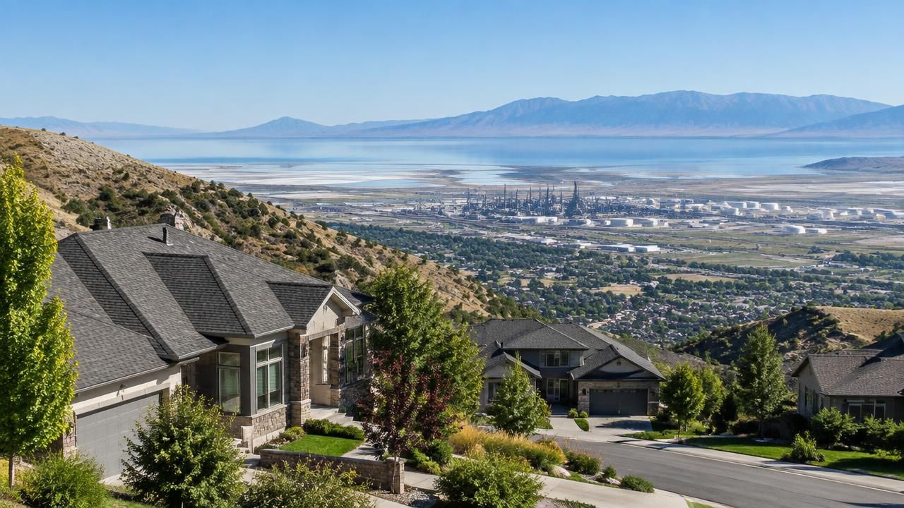Homes and rooftops in North Salt Lake, Utah