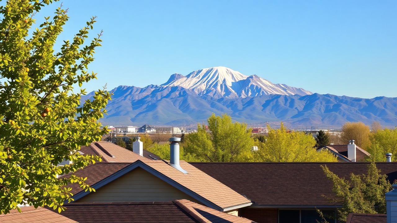 Homes and rooftops in Pleasant Grove, Utah