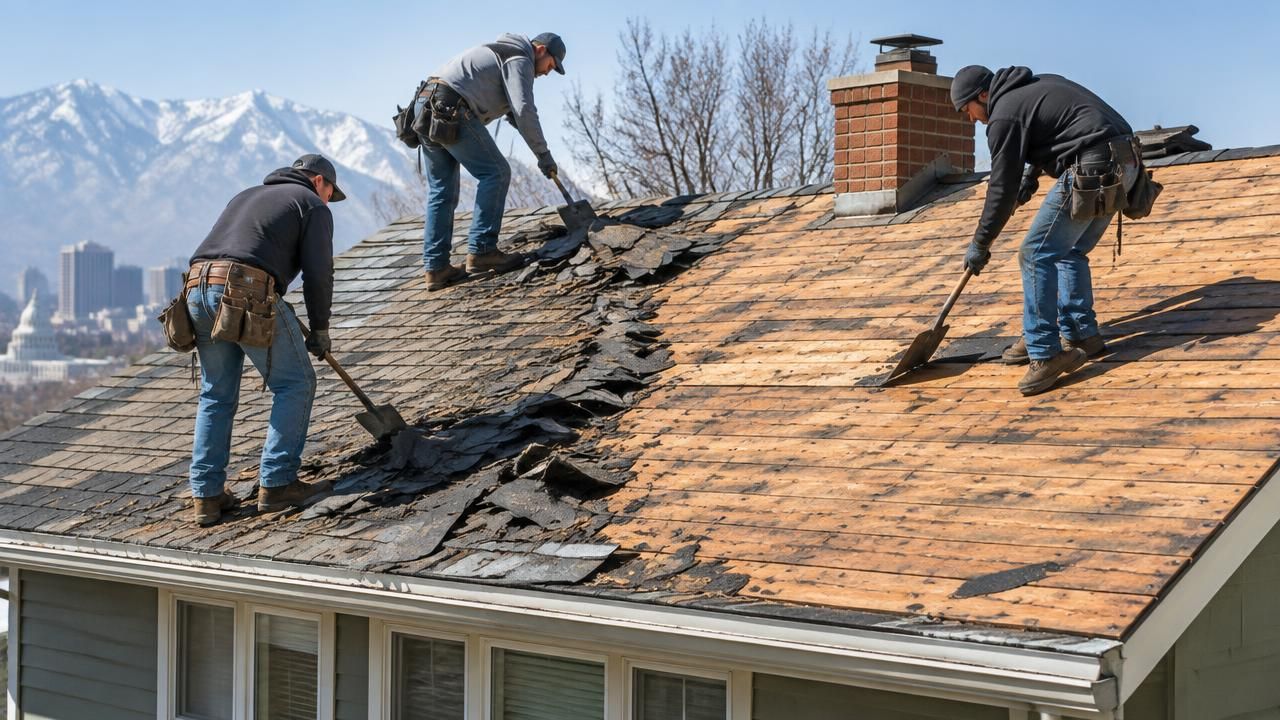 DFNDR roofing crew inspecting a Salt Lake City home