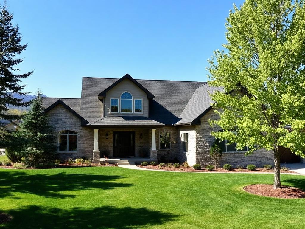 Newly replaced shingle roof on a home in Spring Lake, Utah