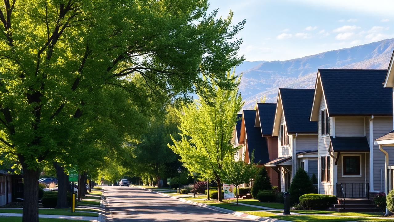 Homes and rooftops in Springville, Utah