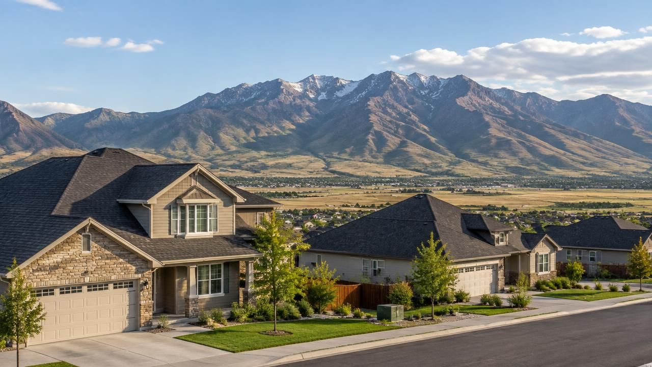 Homes and rooftops in Tooele, Utah