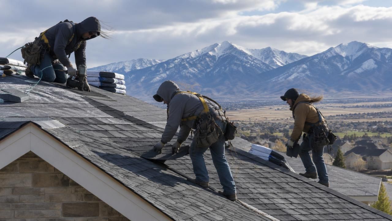 DFNDR roofing crew inspecting a Tooele home