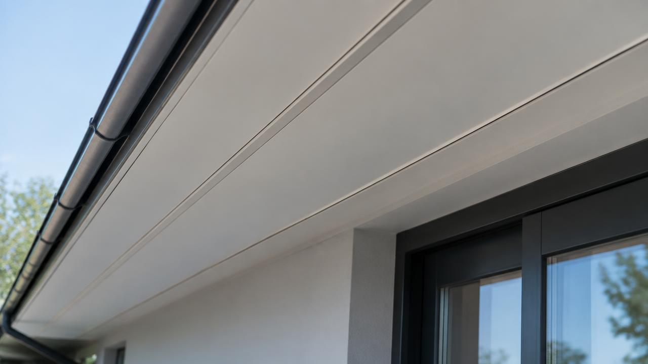 Low-profile permanent lighting track under the roofline
