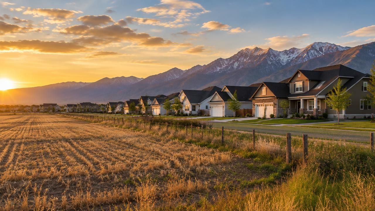 Homes and rooftops in West Haven, Utah