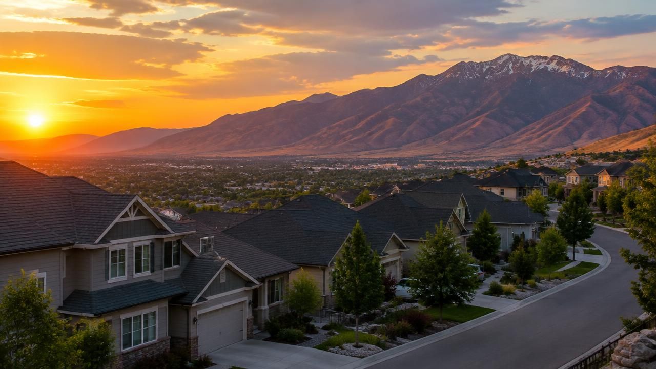 Homes and rooftops in West Jordan, Utah
