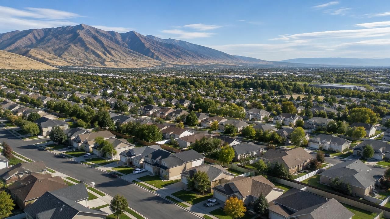 Homes and rooftops in West Valley City, Utah
