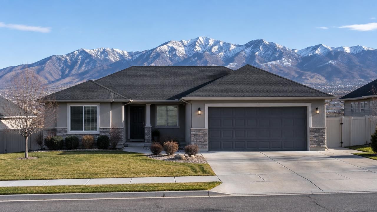 Newly replaced shingle roof on a home in West Valley City, Utah