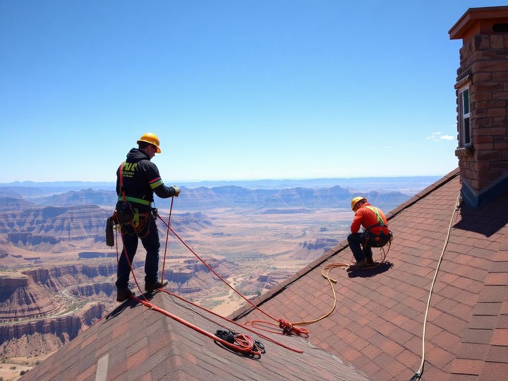 DFNDR roofing crew inspecting a Covered Bridge Canyon home
