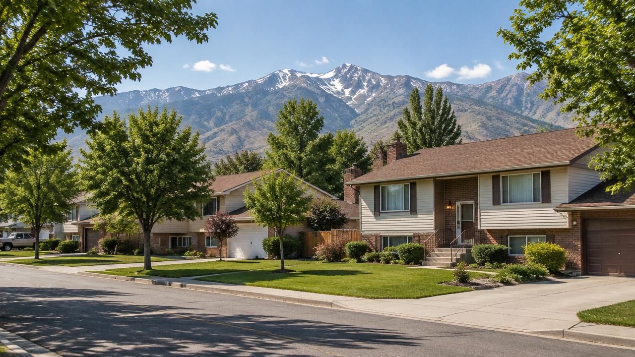 Homes and rooftops in Woods Cross, Utah