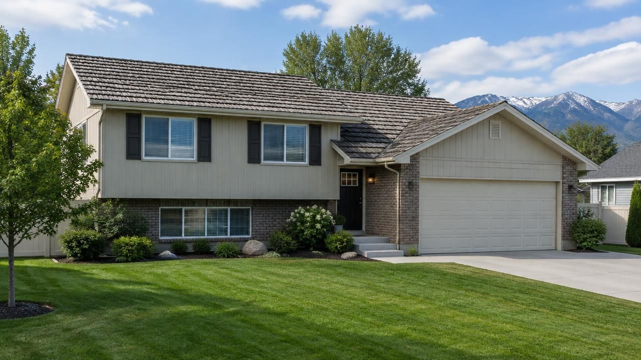Newly replaced shingle roof on a home in Woods Cross, Utah